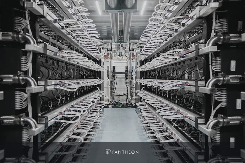 Pantheon Mining integrated container with ASIC racks