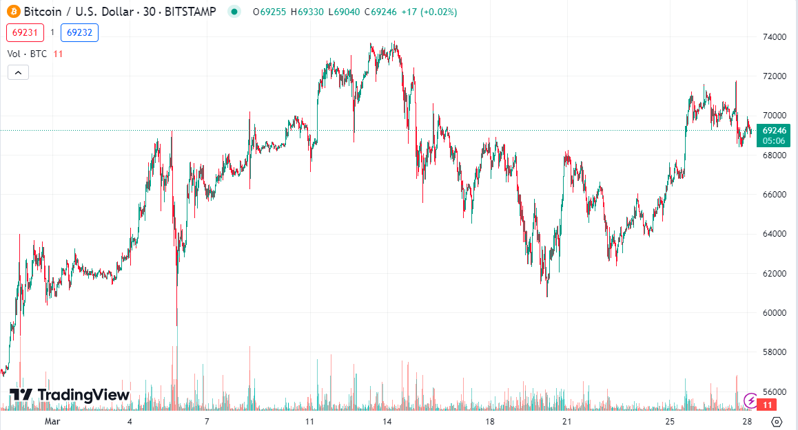 Bitcoin Price Chart for March